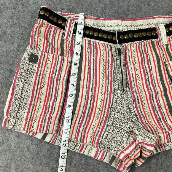Free People Linen Studded Belt Boho Chic Low Rise Shorts Festival Size 8 Pockets - Picture 6 of 14